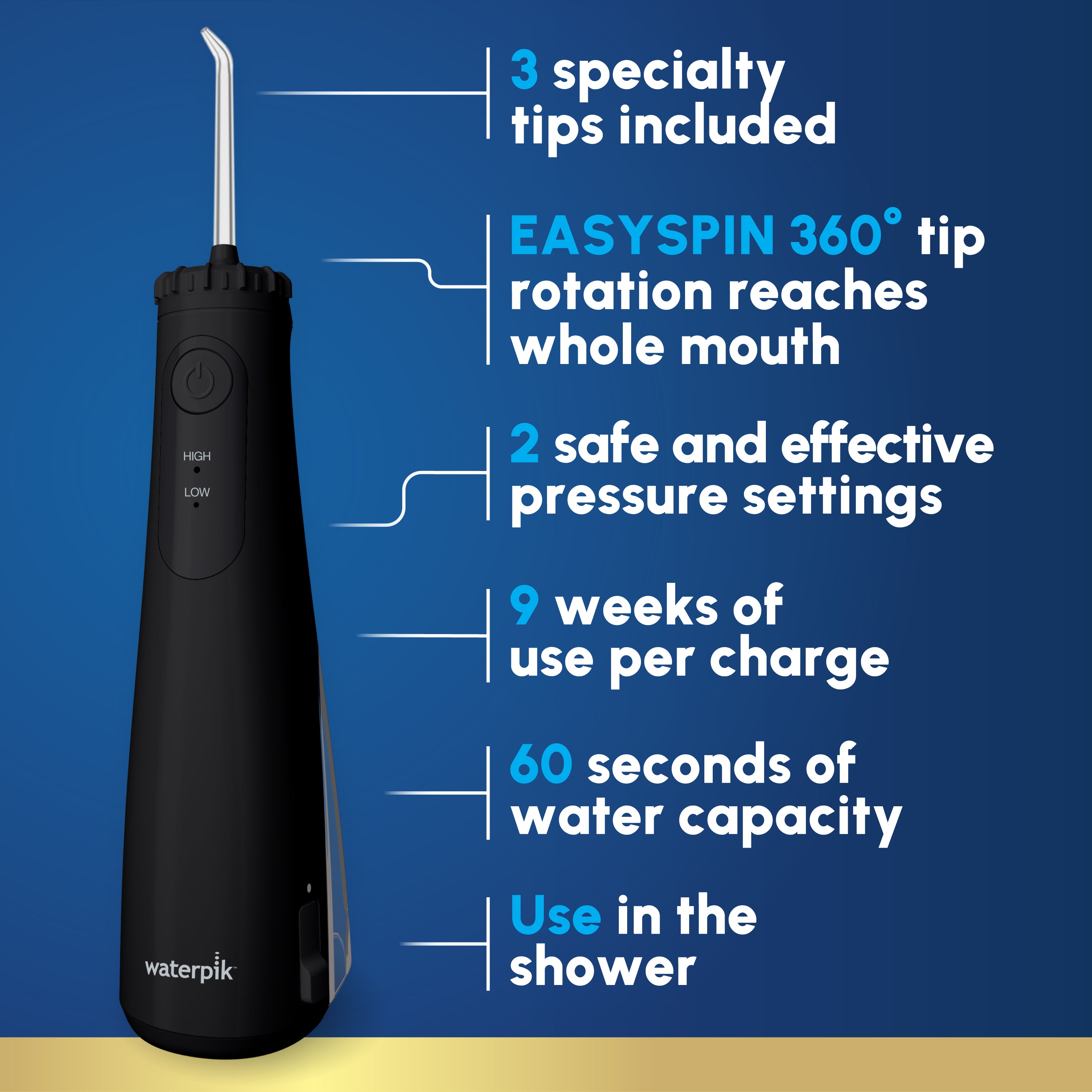 WF-26 Cordless Freedom Water Flosser Black – Waterpik Singapore